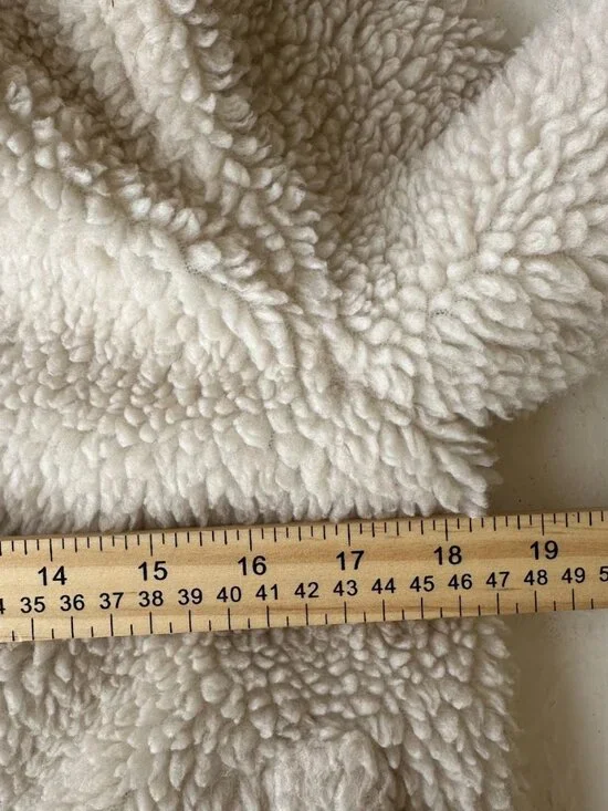 Madewell Sherpa Fleece Snap Jacket Womens Small Ivory Faux Shearling Coat - Picture 9 of 12